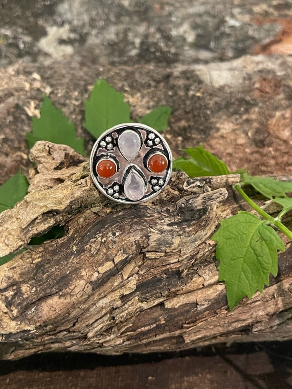 Carnelian Opalite 925 Sterling Silver Ring
